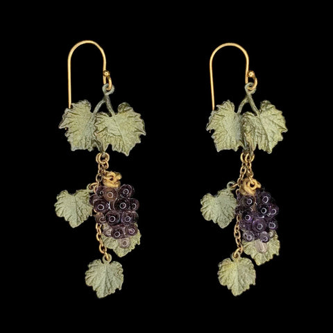 Wild Grape Vine Dangle Wire Earrings by Michael Michaud