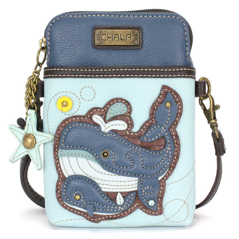 Whale Family Cell Phone Crossbody in Blue