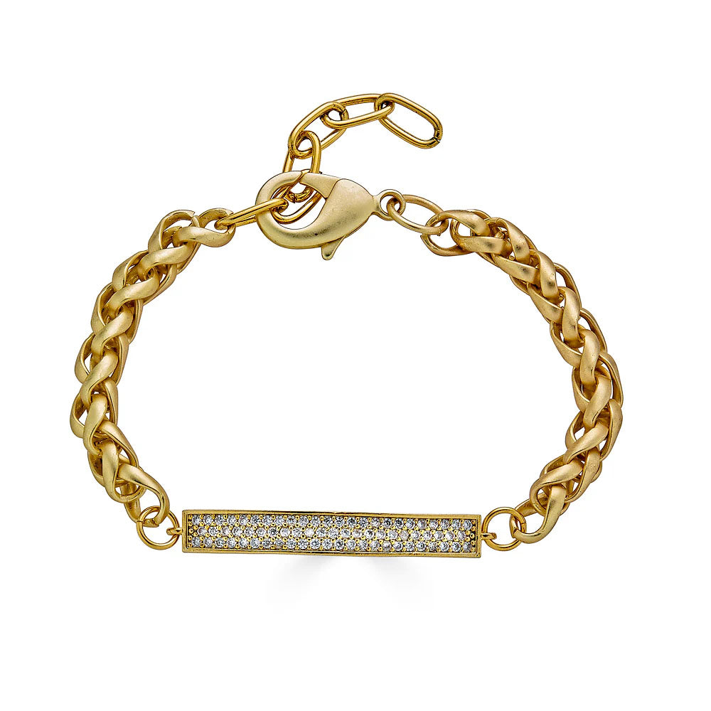 Matte Gold Pave Connector Bracelet by Loni Paul