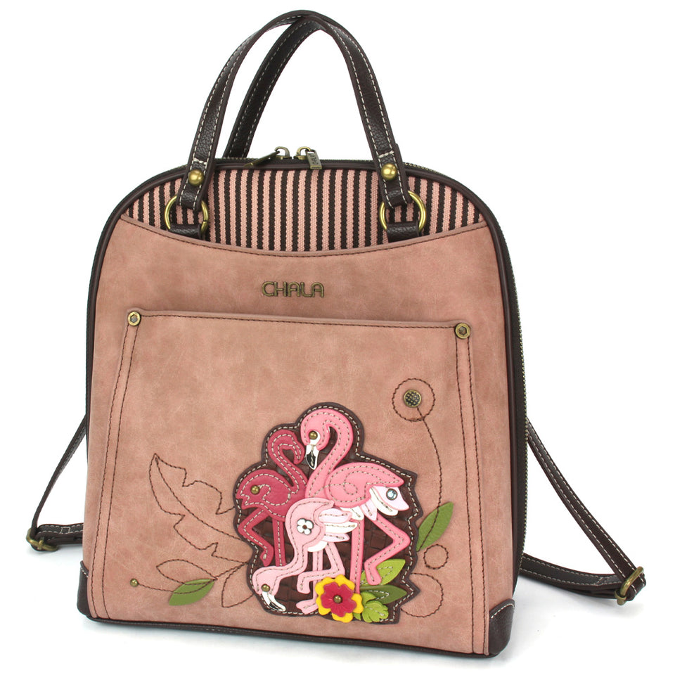 Flamingo Group Convertible Backpack Purse in Dusty Rose by Chala