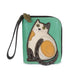LaZzy Cat Zip-Around Wallet in Teal by Chala