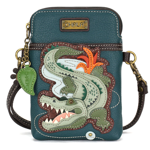 Alligator A CellPhone Crossbody in Turquoise by Chala