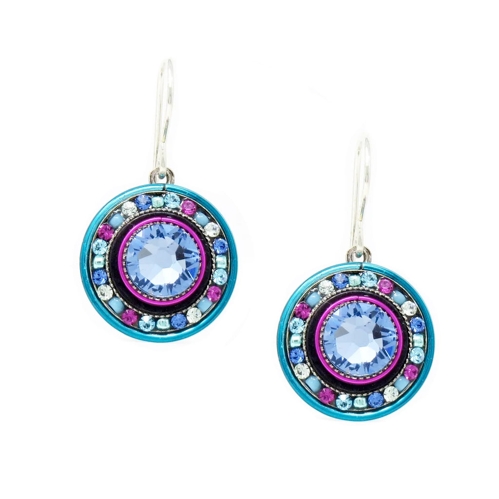 Light Blue La Dolce Vita Round Earrings by Firefly Jewelry