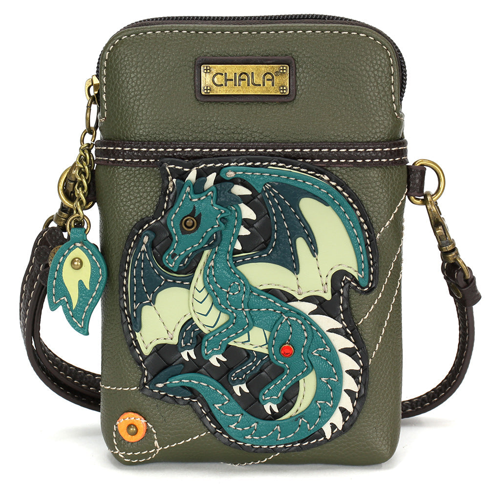 Turquoise Dragon CellPhone Crossbody in Olive by Chala