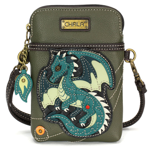 Turquoise Dragon CellPhone Crossbody in Olive by Chala