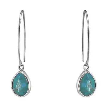 Sterling Silver Hoop Earrings with Turquoise