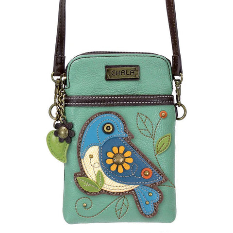 Blue Bird Cellphone Crossbody in Teal