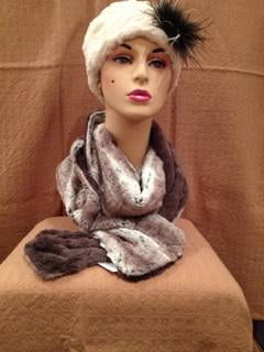 Birch with Cuddly Gray Luxury Faux Fur Scarf