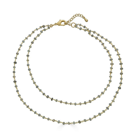 Two Strand Delicate Gray Moonstone Necklace by Loni Paul