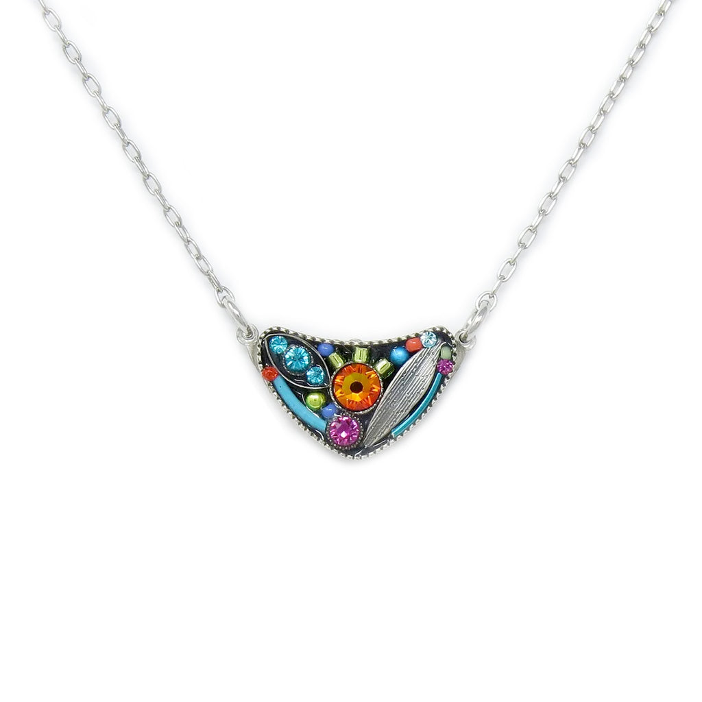 Multi Color Botanical Triangle Necklace by Firefly Jewelry