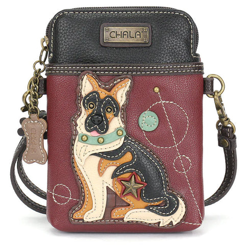 German Shepherd Gen II Cellphone Crossbody in Maroon