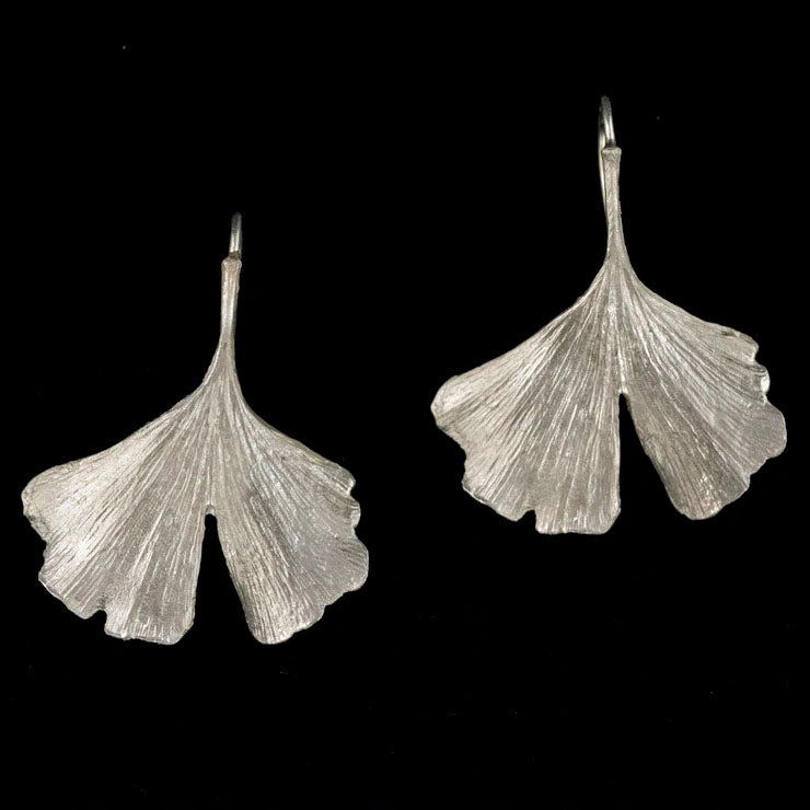 Ginkgo Sterling Silver Wire Earrings by Michael Michaud