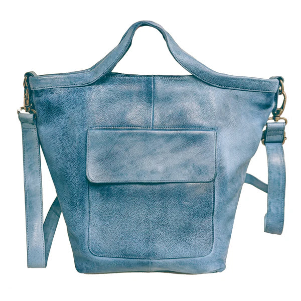 Bianca Leather Tote in Denim