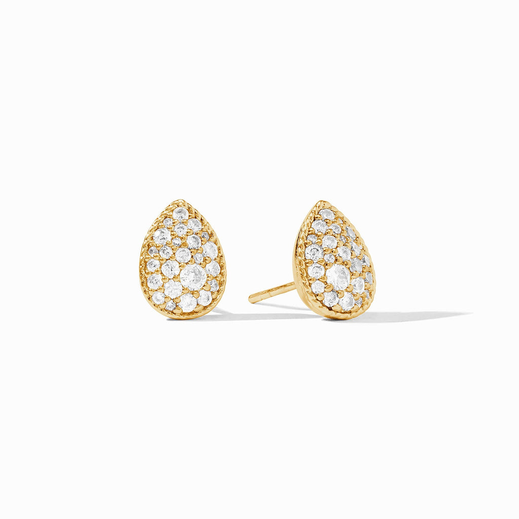 Pave Teardrop Stud Earrings in Cubic Zirconia by Julie Vos