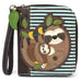 Sloth Family Zip-Around Wallet in Blue Stripe by Chala