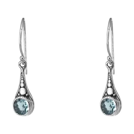 Sterling Silver Dangle Earrings with Blue Topaz