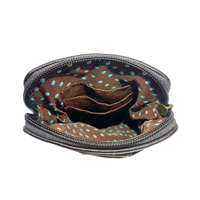 Chihuahua Cellphone Crossbody in Dark Brown and Orange