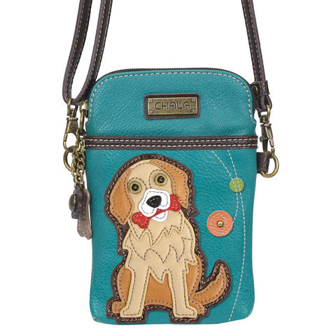 Golden Retriever Cellphone Crossbody in Turquoise