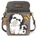 Shih Tzu Cellphone Crossbody in White with Gray Stripe by Chala