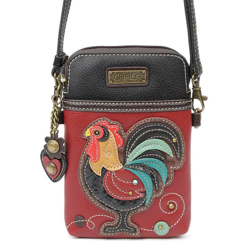 Rooster Cellphone Crossbody in Burgundy