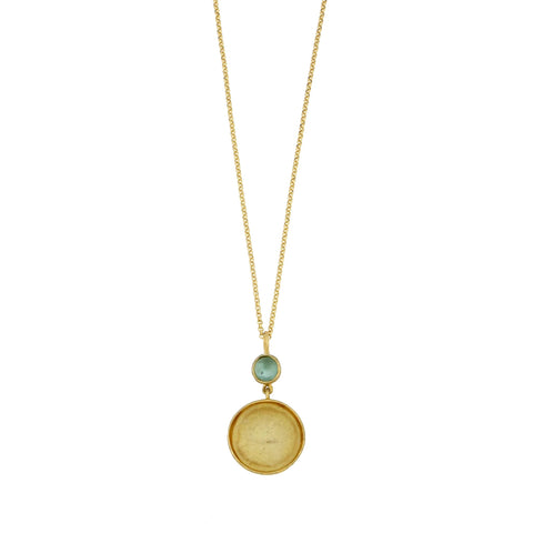 Bubble Drops 16 Inch 2-Drop Aqua with Yellow Necklace by Michael Michaud