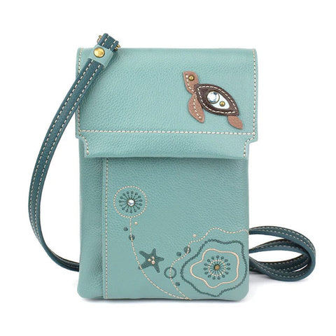 Turtle Criss Cellphone RFID Crossbody in Teal