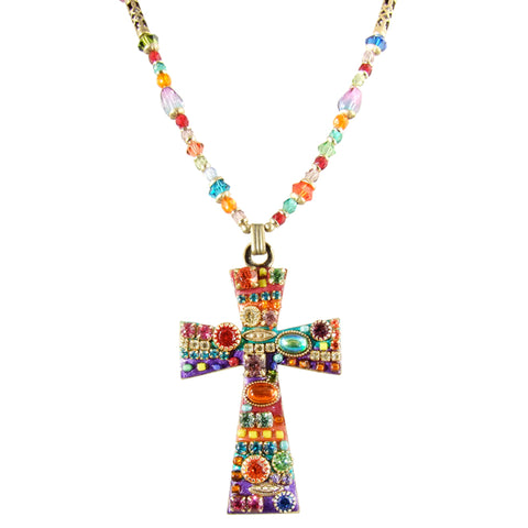 Multi Bright Large Cross Necklace by Michal Golan