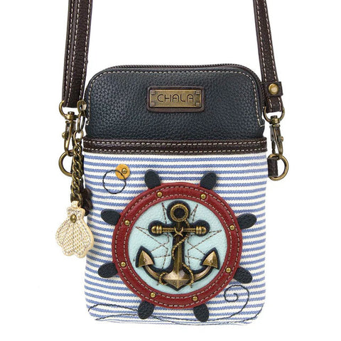 Anchor Cellphone Crossbody in Blue and White Stripe