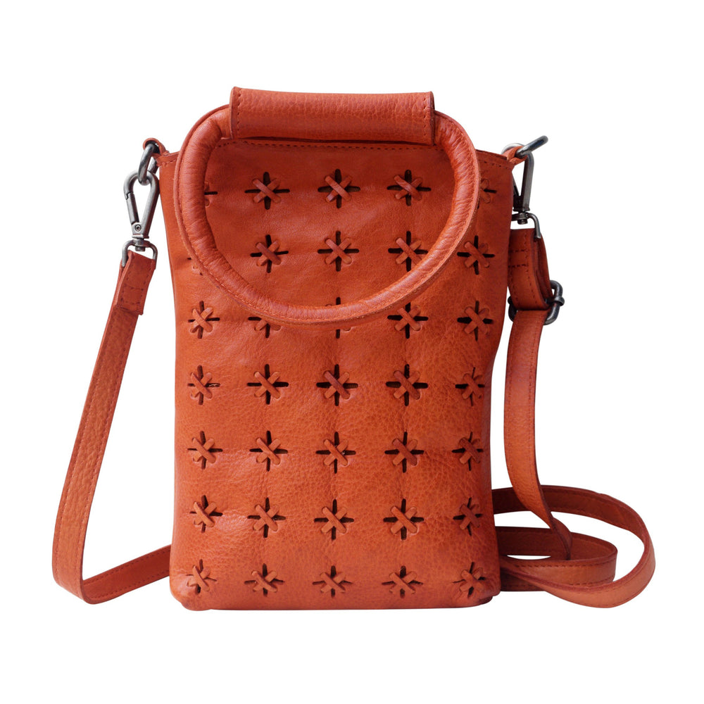 Cooper Leather Crossbody in Orange