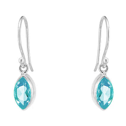 Sterling Silver Marquis Dangle Earrings with Blue Topaz