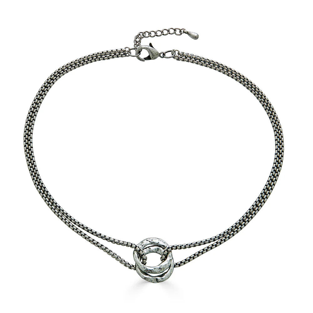 Silver Double Circle Necklace by Loni Paul