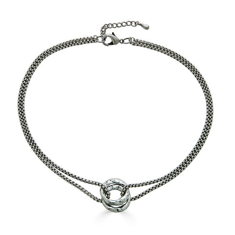 Silver Double Circle Necklace by Loni Paul