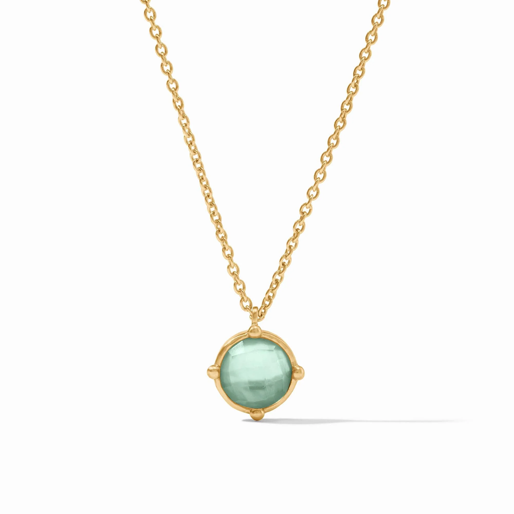 Honeybee Solitaire Iridescent Aquamarine Blue Necklace by Julie Vos