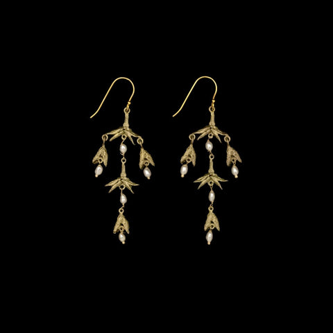 Burning Bush Pod Chandelier Wire Earrings by Michael Michaud