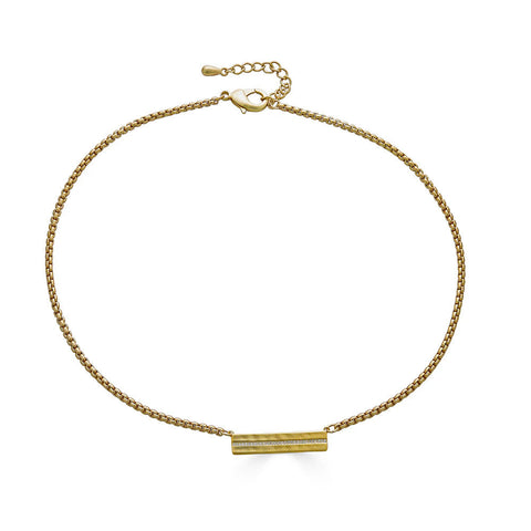 Matte Gold Bar Necklace by Loni Paul