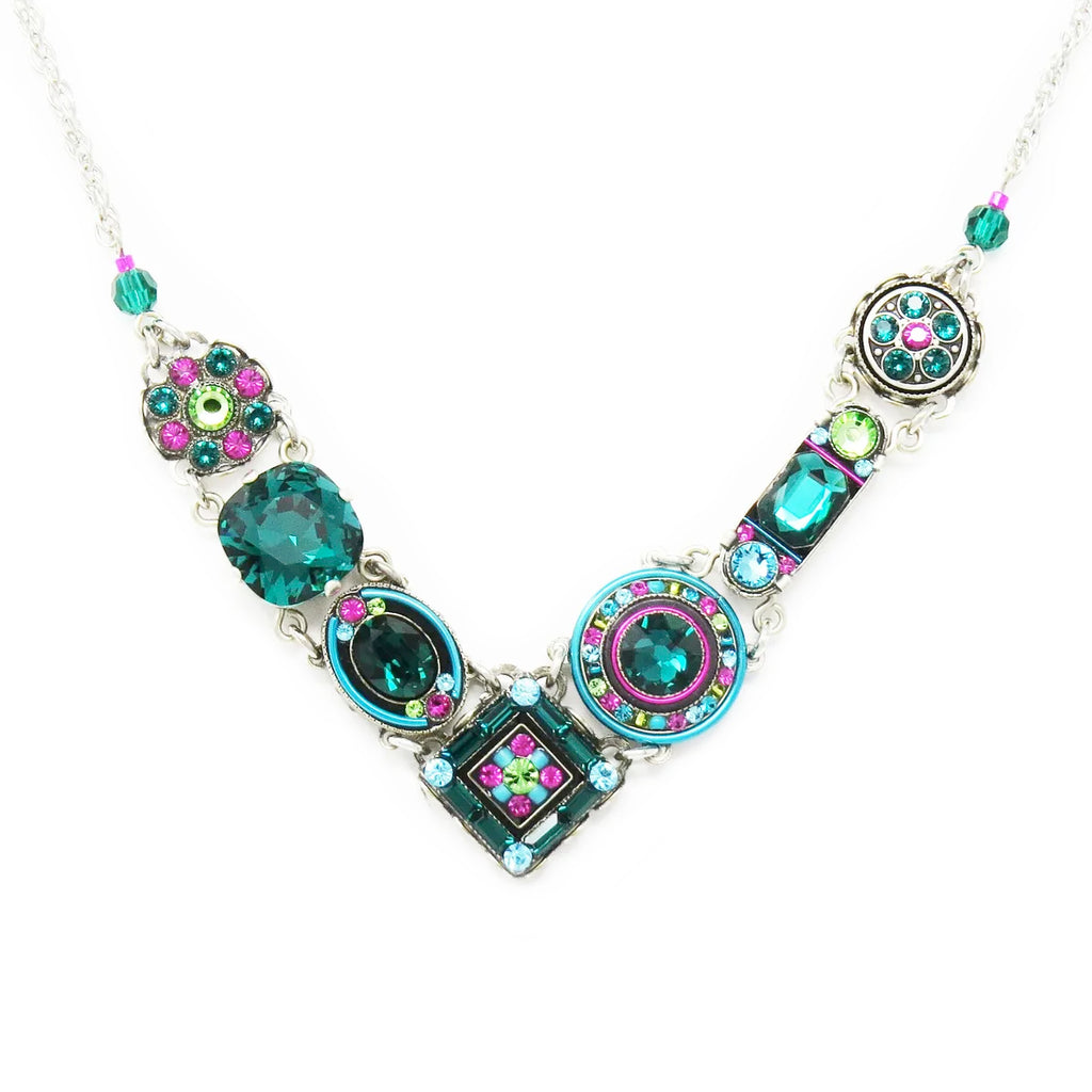 Emerald La Dolce Vita Crystal V Necklace by Firefly Jewelry