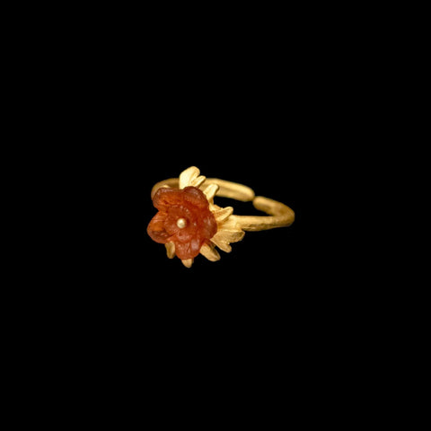 Scarlet Mums Adjustable Ring by Michael Michaud