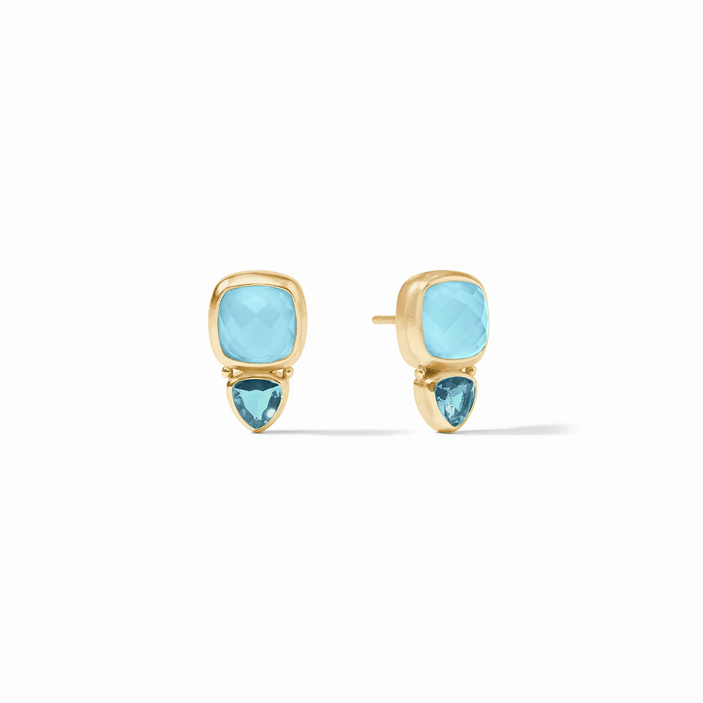 Aquitaine Duo Iridescent Capri Blue Stud Earrings by Julie Vos