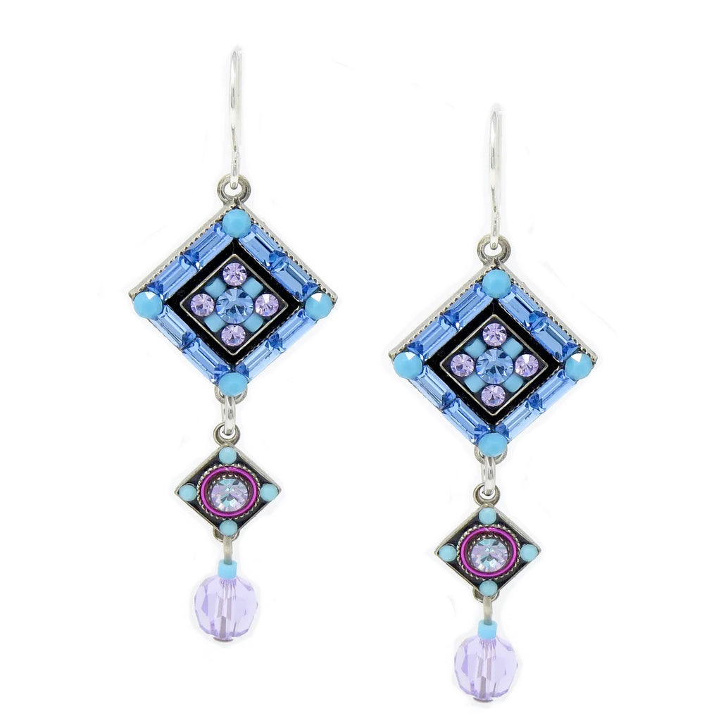 Lavender La Dolce Vita Crystal Diagonal with Dangle Earrings by Firefly Jewelry