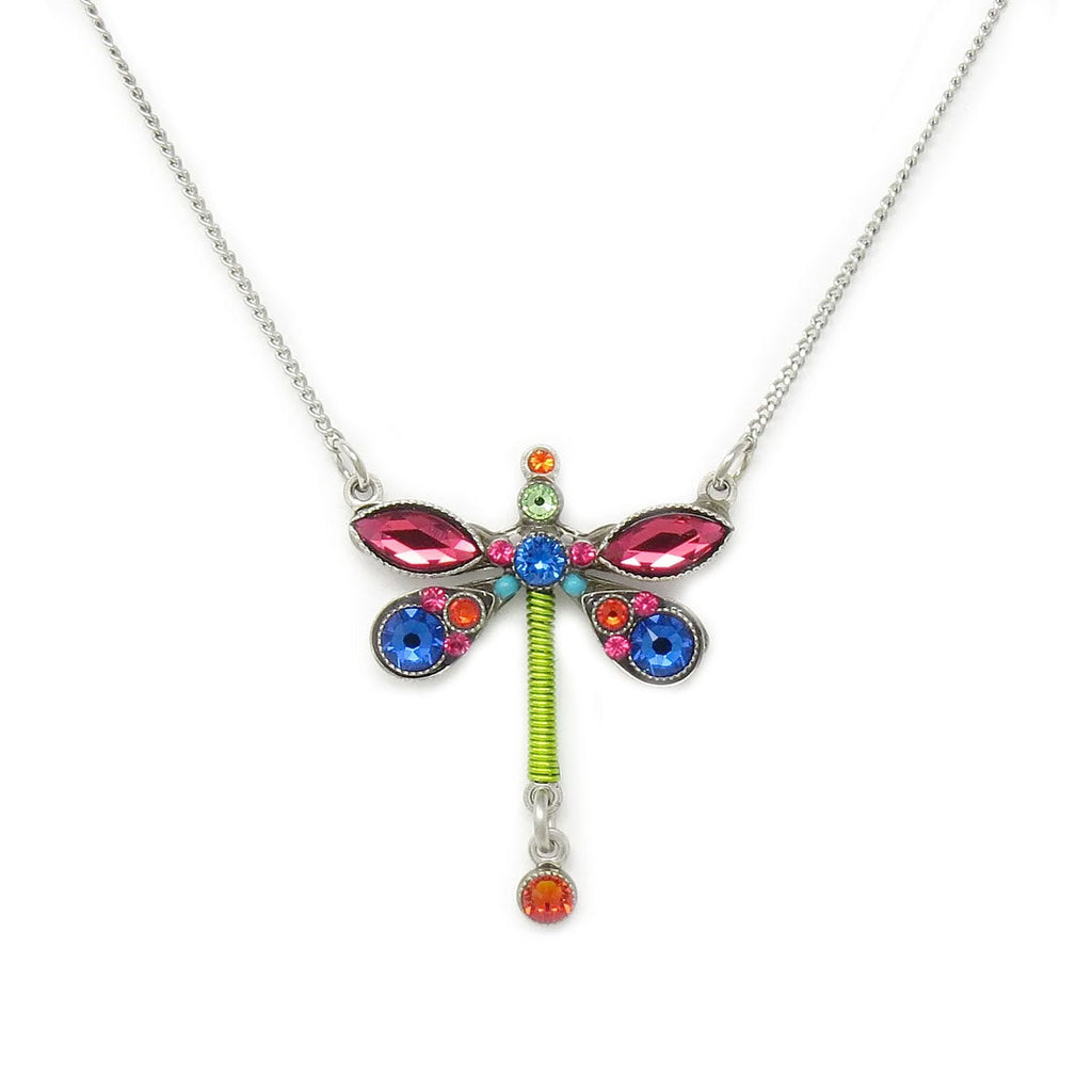 Multi Color Dragonfly Petite Pendant Necklace by Firefly Jewelry