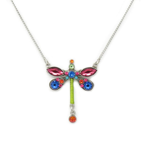 Multi Color Dragonfly Petite Pendant Necklace by Firefly Jewelry