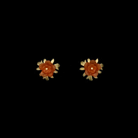 Scarlet Mums Stud Earrings by Michael Michaud