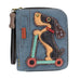 Wiener Dog Scooter Zip-Around Wallet in Indigo by Chala