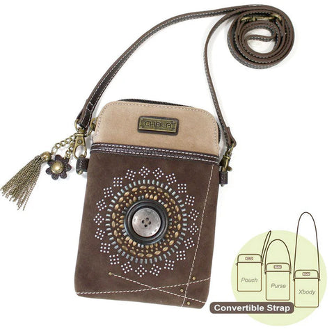 Starburst Cellphone Crossbody in Dark Brown