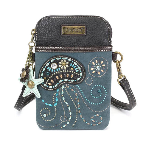 Jellyfish Dazzled Cellphone Crossbody in Navy