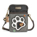 Paw Print Cellphone Crossbody in Black, White, and Gray