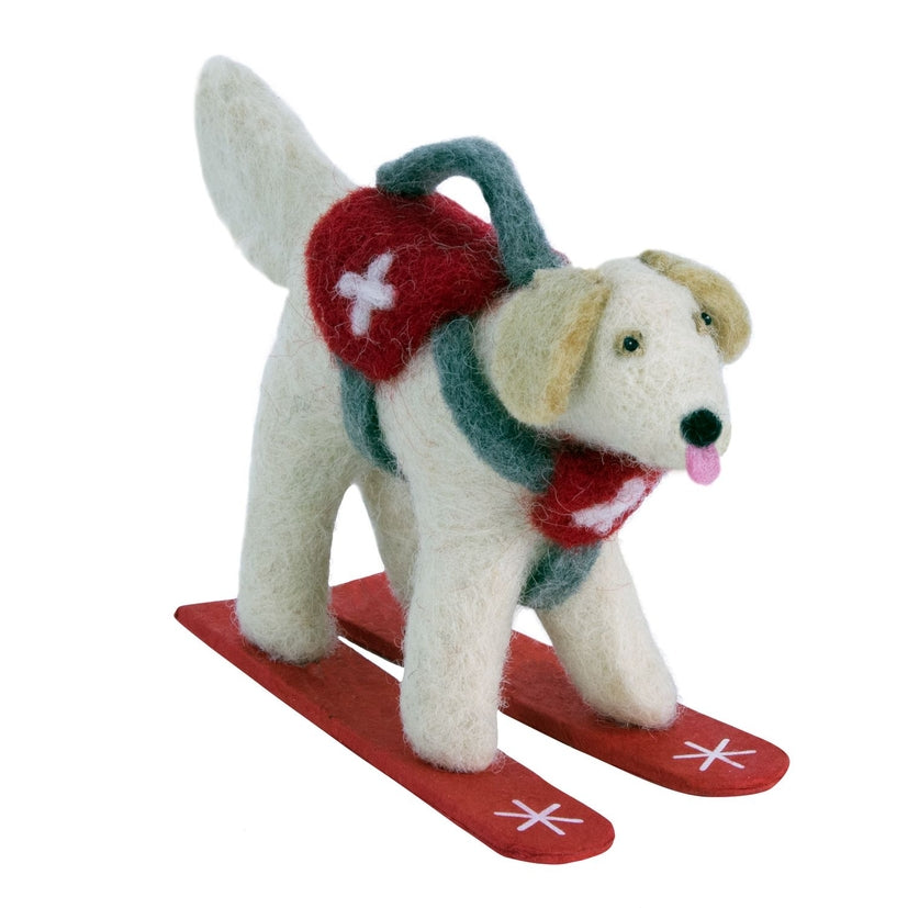 Skiing Retriever Wool Ornament