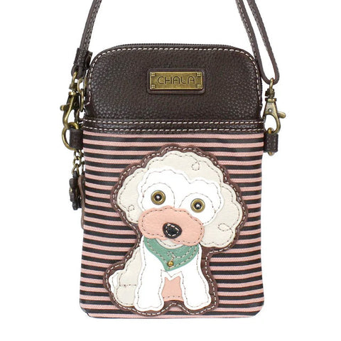 Poodle Cellphone Crossbody in Burgundy Stripe