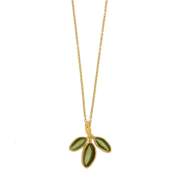 Sage 16 Inch Adjustable Dainty 3-Leaf Drop Pendant Necklace by Michael Michaud