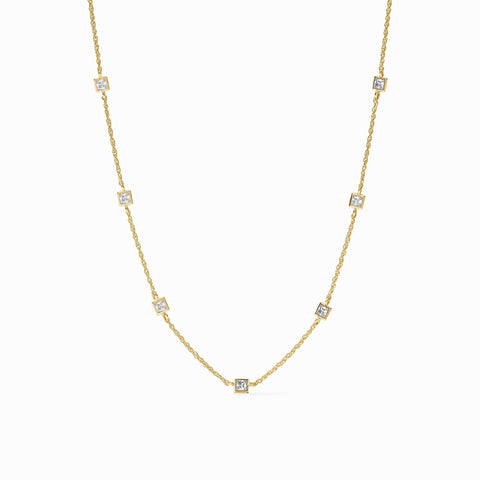 Jolie Delicate Station Necklace in Cubic Zirconia by Julie Vos